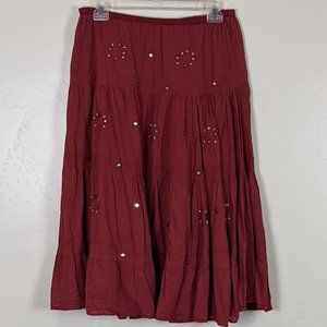 Rosy Gee size L NWT tiered beaded maxi skirt